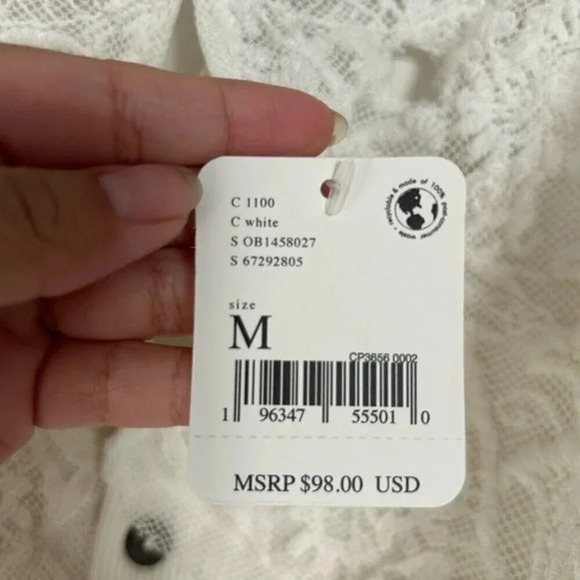 Free People Have My Heart Tank / Painted White Lace western top - Picture 16 of 16